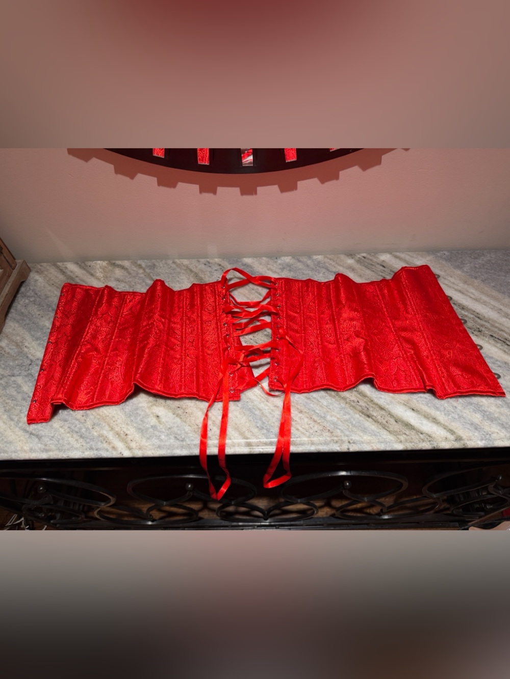 Alivila Y Red Satin Lace-Up Corset/Waist Cincher